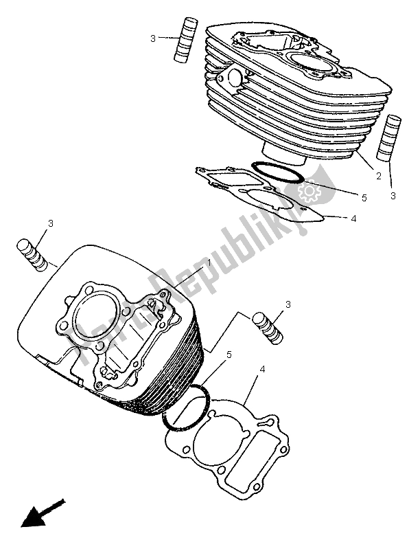 All parts for the Cylinder of the Yamaha XV 125 S 1999