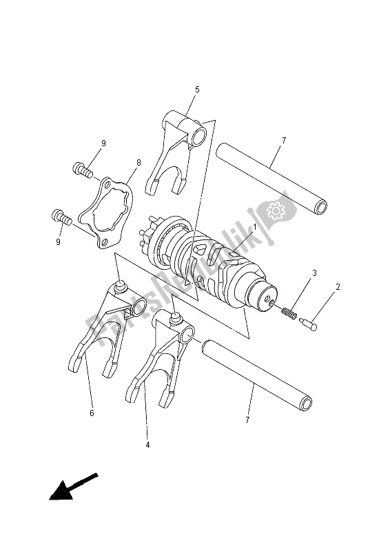 All parts for the Shift Cam & Fork of the Yamaha MT 07 700 2014