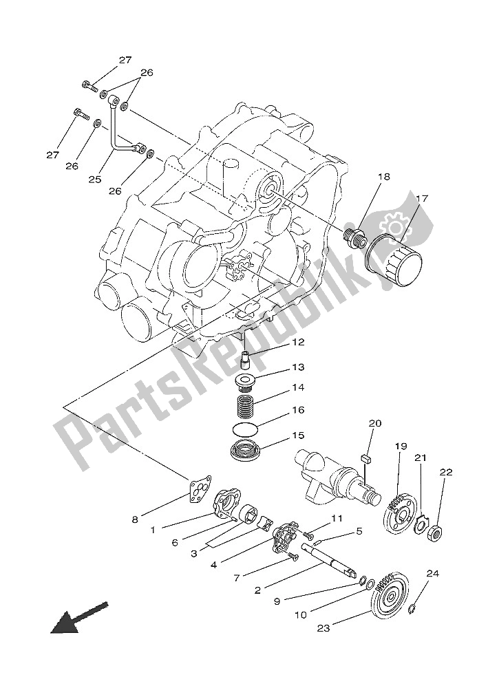 All parts for the Oil Pump of the Yamaha YFM 450 FWA Grizzly 4X4 2016