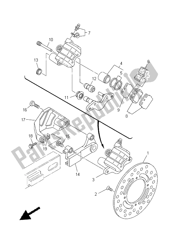 Wszystkie części do Zacisk Hamulca Tylnego Yamaha YZ 85 LW 2014