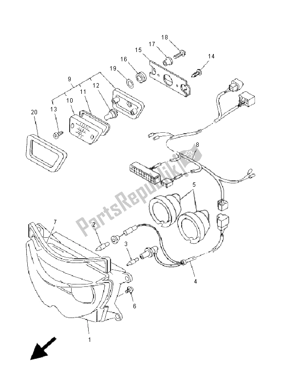 Todas las partes para Faro de Yamaha TDM 850 2001