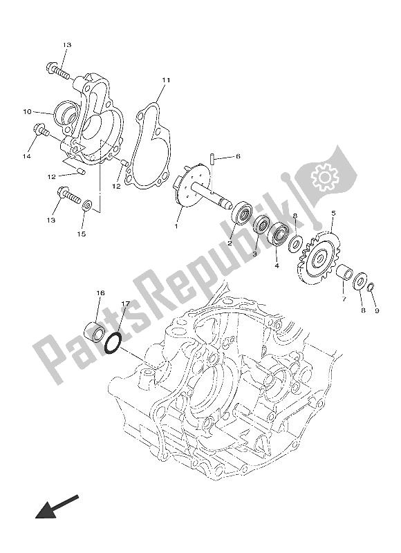 All parts for the Water Pump of the Yamaha YZ 250 FX 2016