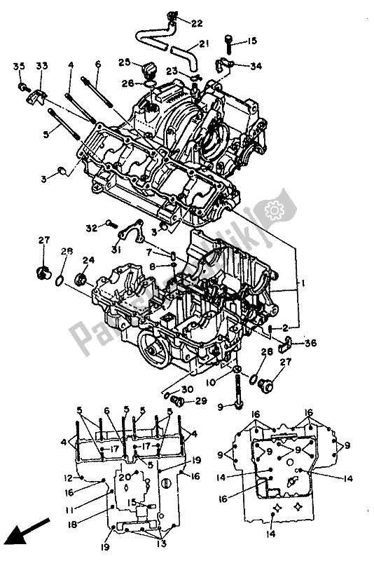 Todas las partes para Caja Del Cigüeñal de Yamaha FZ 750 Genesis 1988