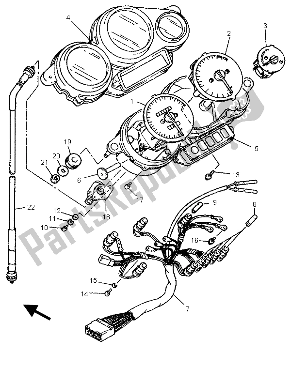 All parts for the Alternate Meter (uk,ire) of the Yamaha YZF 750 SP 1996