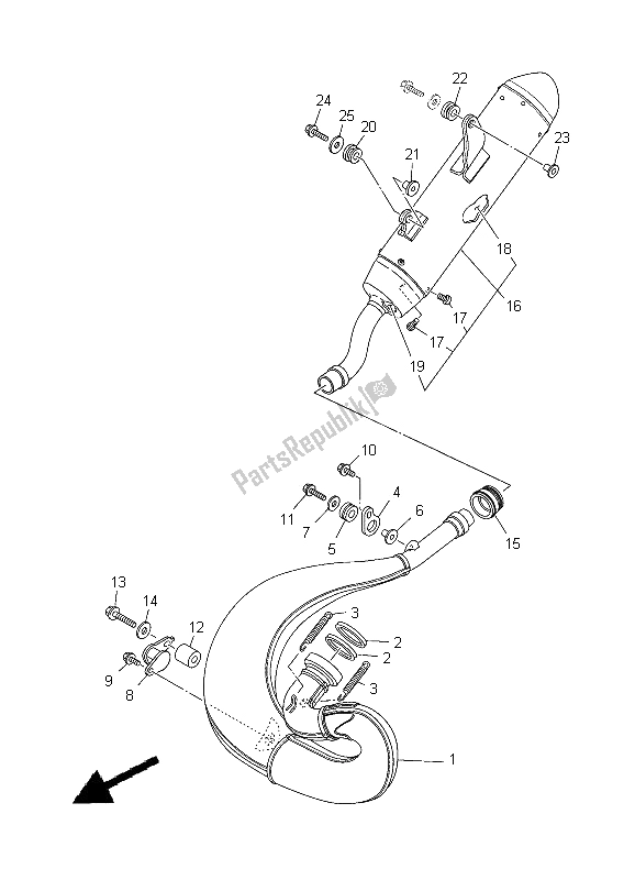 All parts for the Exhaust of the Yamaha YZ 250 2012