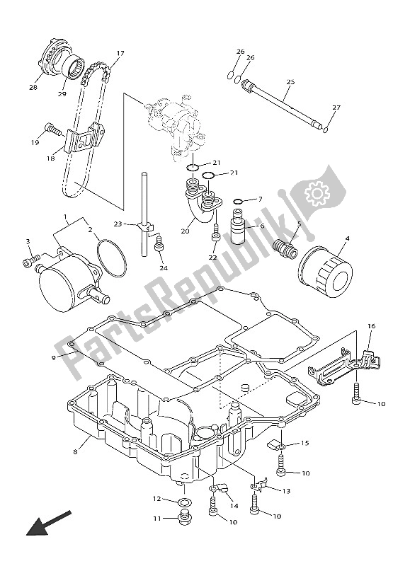 Tutte le parti per il Radiatore Dell'olio del Yamaha FJR 1300 PA 2016