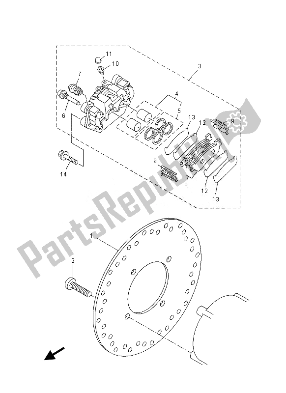 All parts for the Rear Brake Caliper of the Yamaha VP 250 2013