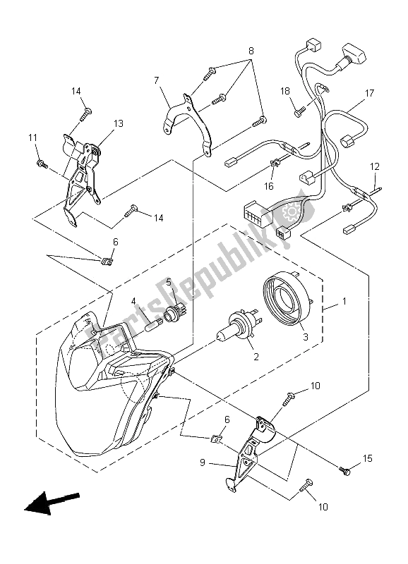 All parts for the Headlight of the Yamaha XJ6S Diversion 600 2009