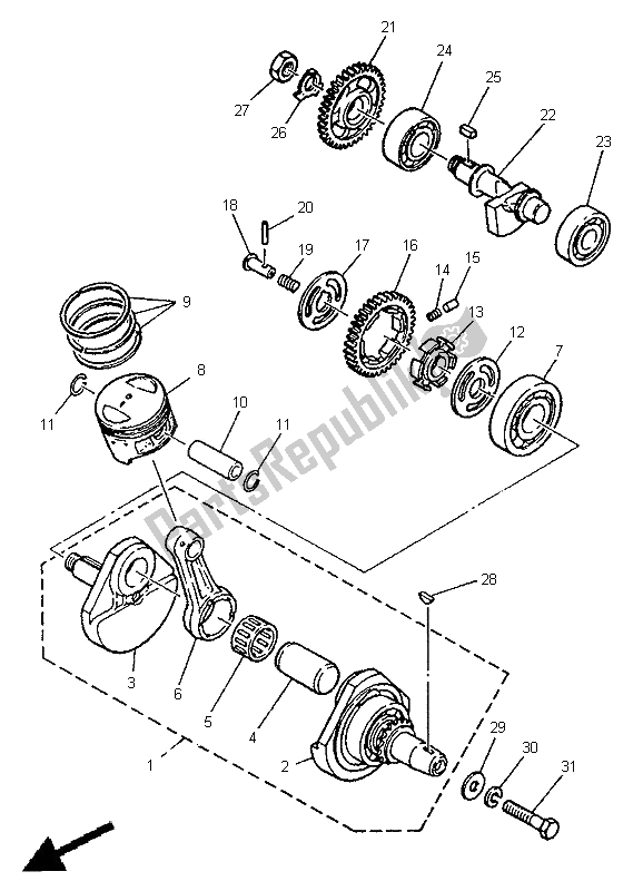 Tutte le parti per il Albero Motore E Pistone del Yamaha SR 125 1998