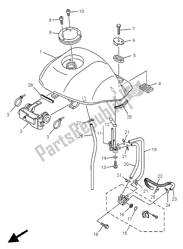 Todas las partes para Depósito De Combustible de Yamaha TDR 125 1999