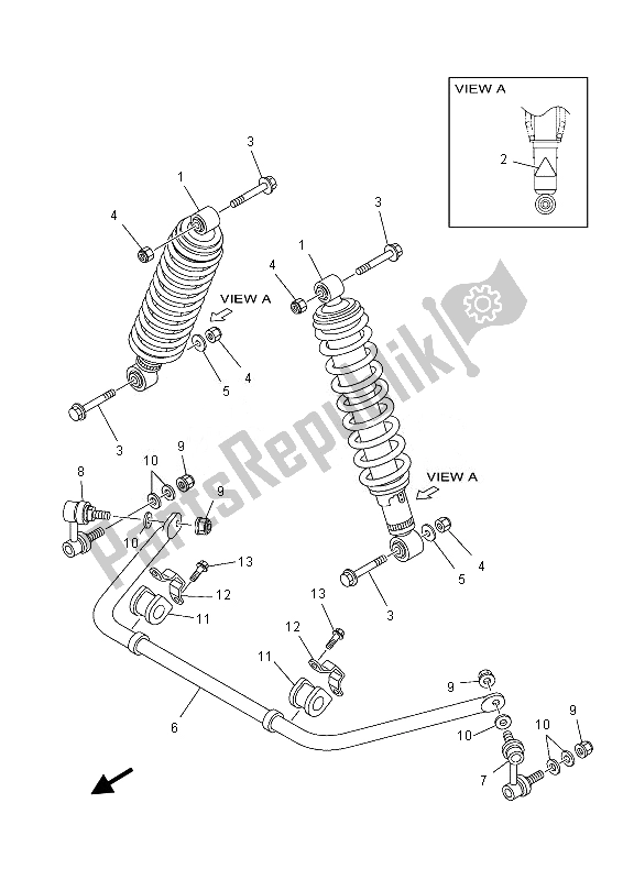 All parts for the Rear Suspension of the Yamaha YFM 700 Fgpad Grizzly 4X4 2013