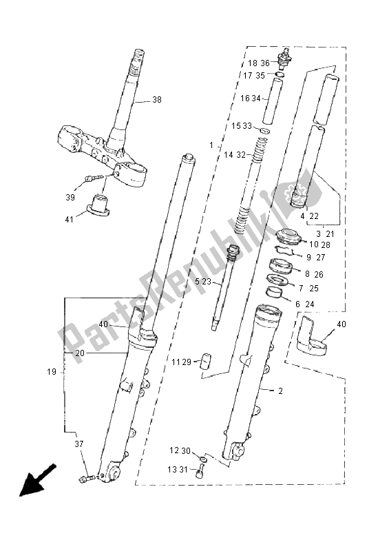 All parts for the Front Fork of the Yamaha XJR 1300 SP 2001