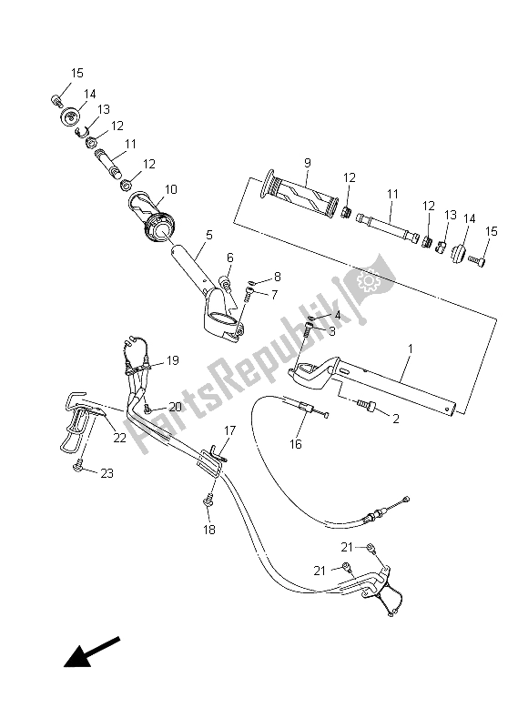 All parts for the Steering Handle & Cable of the Yamaha YZF R3A 300 2015