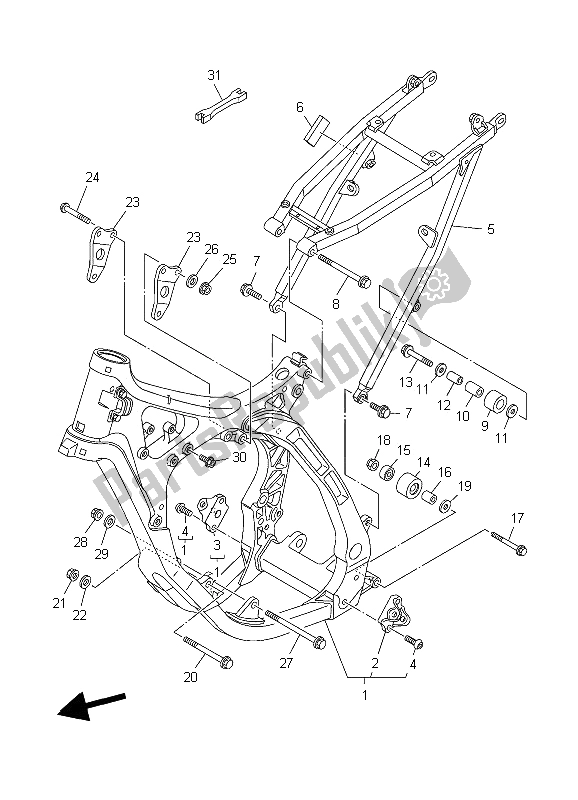 All parts for the Frame of the Yamaha YZ 125 2006