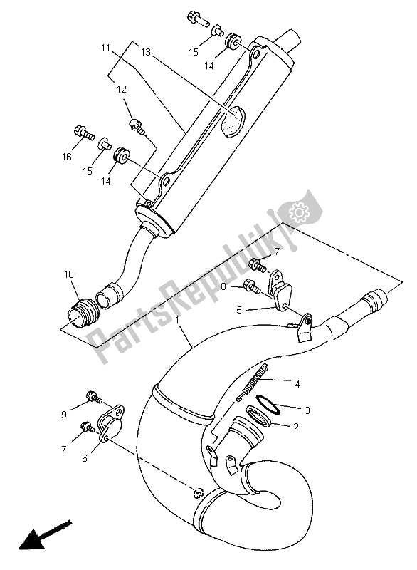 All parts for the Exhaust of the Yamaha WR 250Z 1995