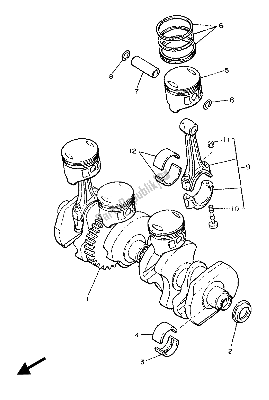 Toutes les pièces pour le Vilebrequin Et Piston du Yamaha XJ 900F 1989