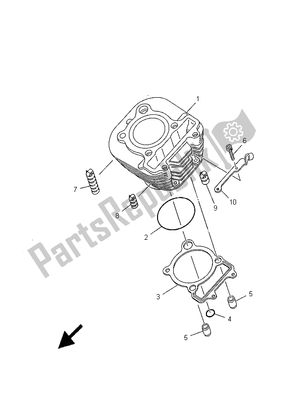 All parts for the Cylinder of the Yamaha TW 125 2001