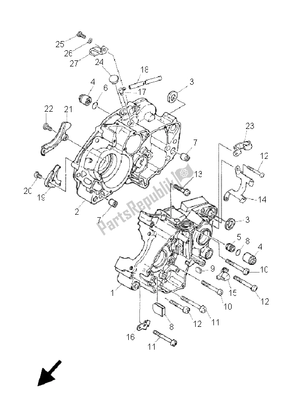 All parts for the Crankcase of the Yamaha DT 125 RE 2005