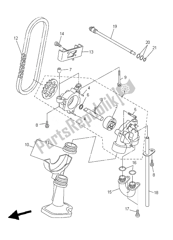 All parts for the Oil Pump of the Yamaha YZF R6 600 2010