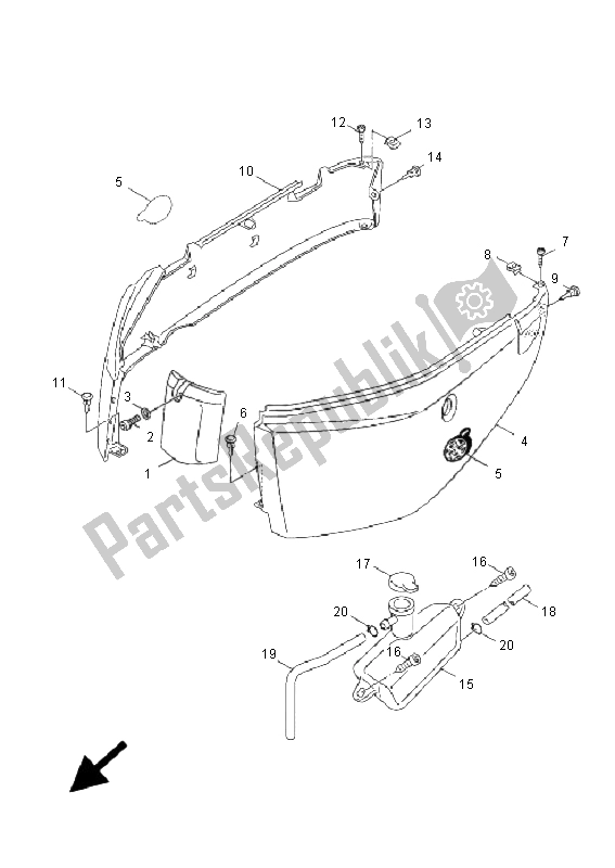 All parts for the Side Cover of the Yamaha XF 50 4T Giggle 2009