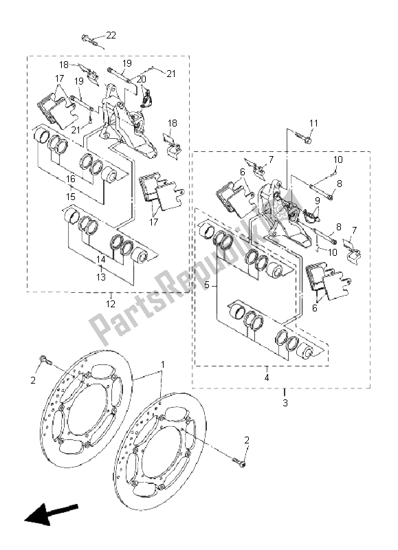 Todas las partes para Pinza De Freno Delantero de Yamaha FJR 1300 AS 2006