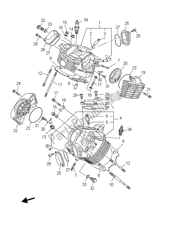 Toutes les pièces pour le Culasse du Yamaha BT 1100 Bulldog 2002