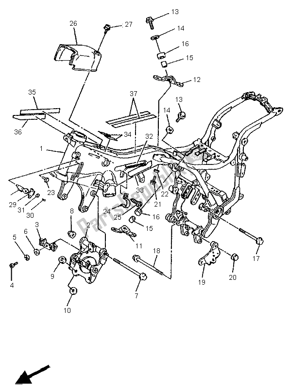 Tutte le parti per il Telaio del Yamaha XV 1100 Virago 1996