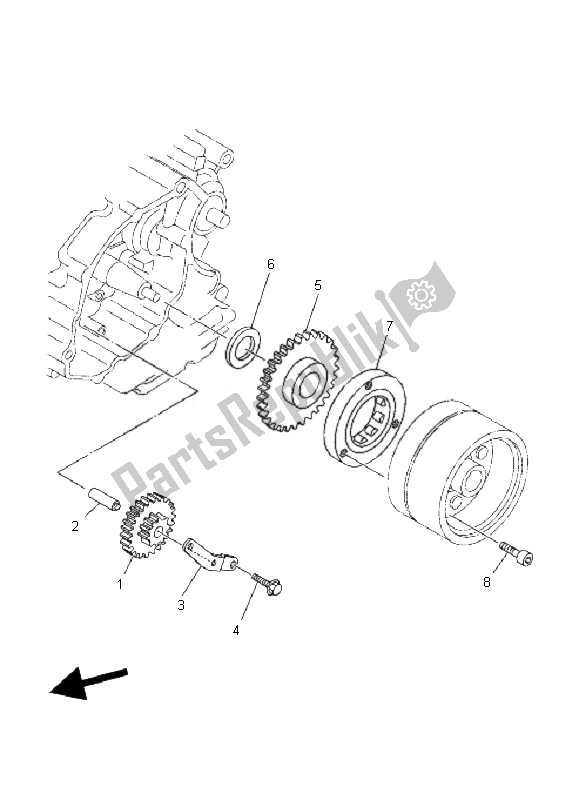 Alle onderdelen voor de Starterkoppeling van de Yamaha TT R 125E SW LW 2007