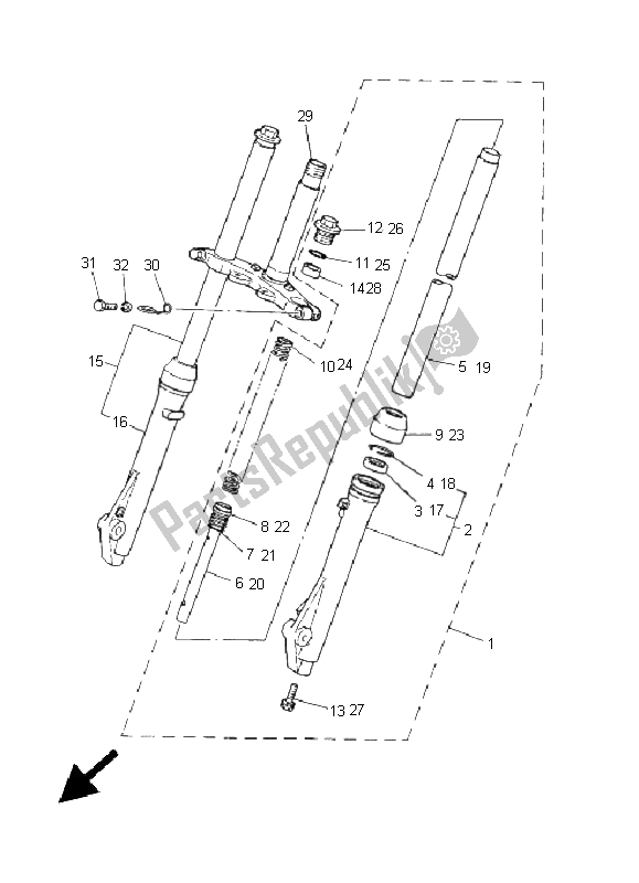 Toutes les pièces pour le Fourche Avant du Yamaha PW 80 2005