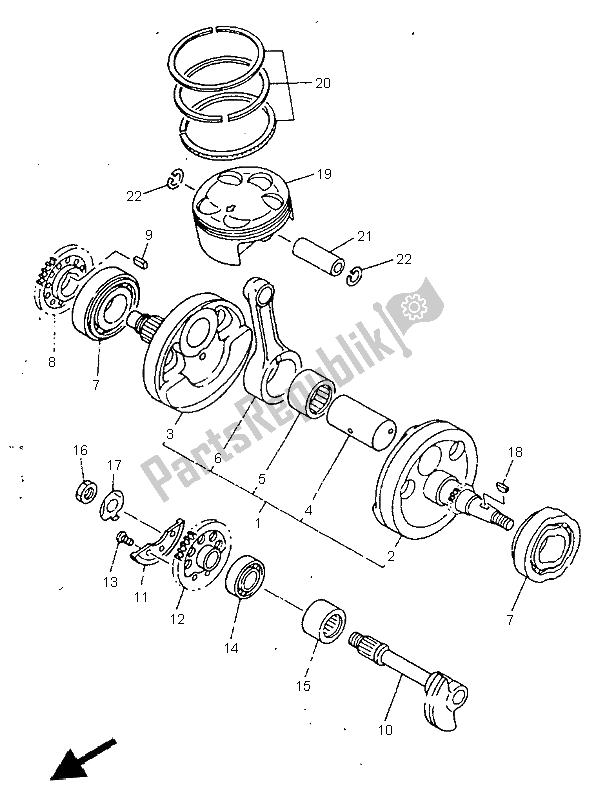 Toutes les pièces pour le Vilebrequin Et Piston du Yamaha WR 400F 1998