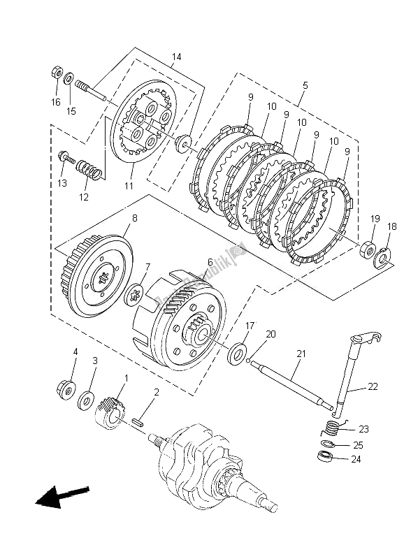 All parts for the Clutch of the Yamaha YBR 125 ED 2010