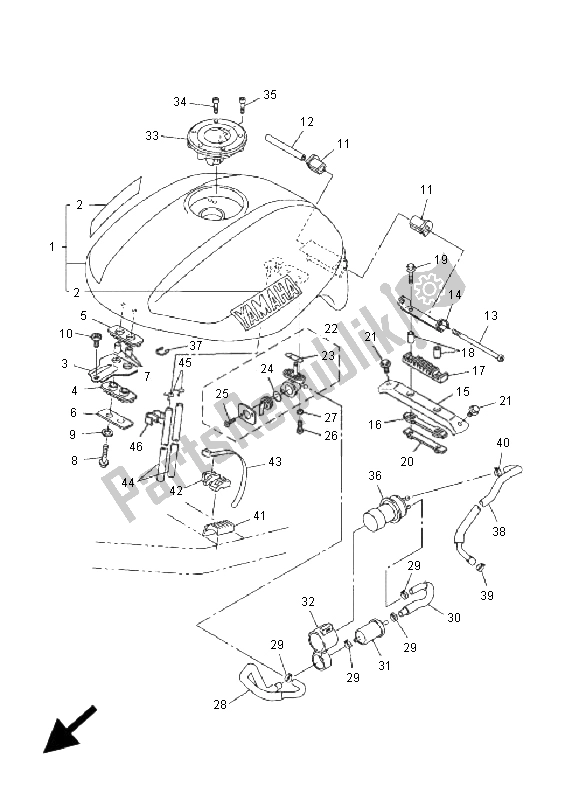 Todas las partes para Depósito De Combustible de Yamaha FZS 1000 Fazer 2001