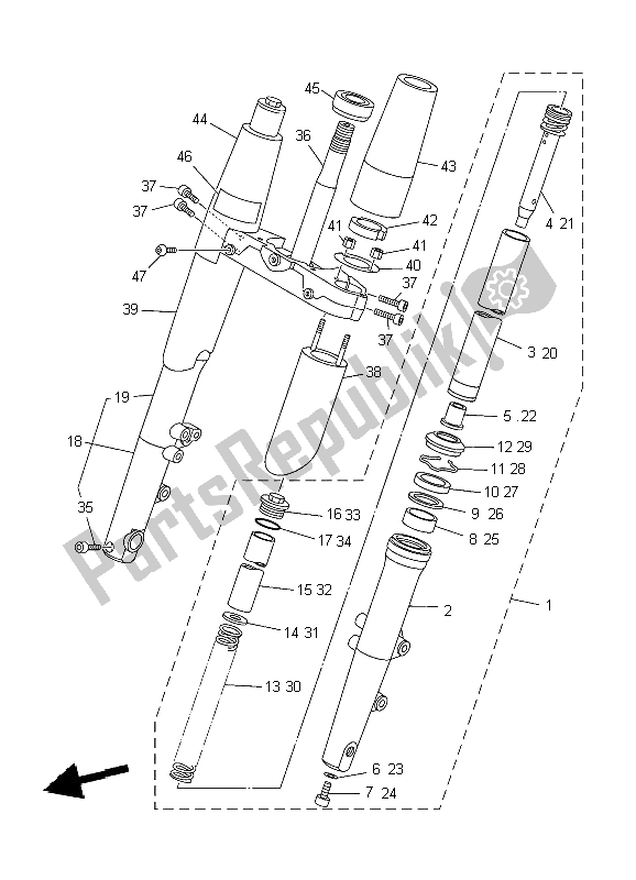 Todas las partes para Tenedor Frontal de Yamaha XV 1900A Midnighst Star 2009