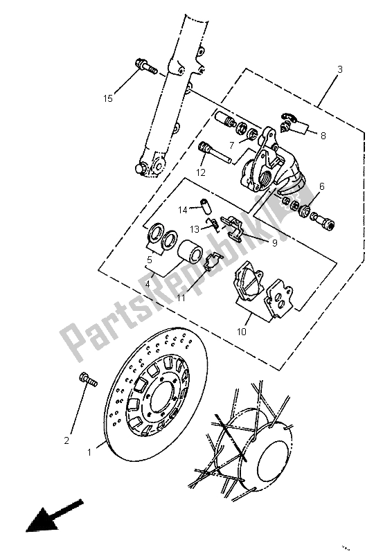 All parts for the Front Brake Caliper of the Yamaha SR 125 1996