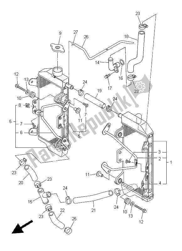 All parts for the Radiator & Hose of the Yamaha WR 250F 2014