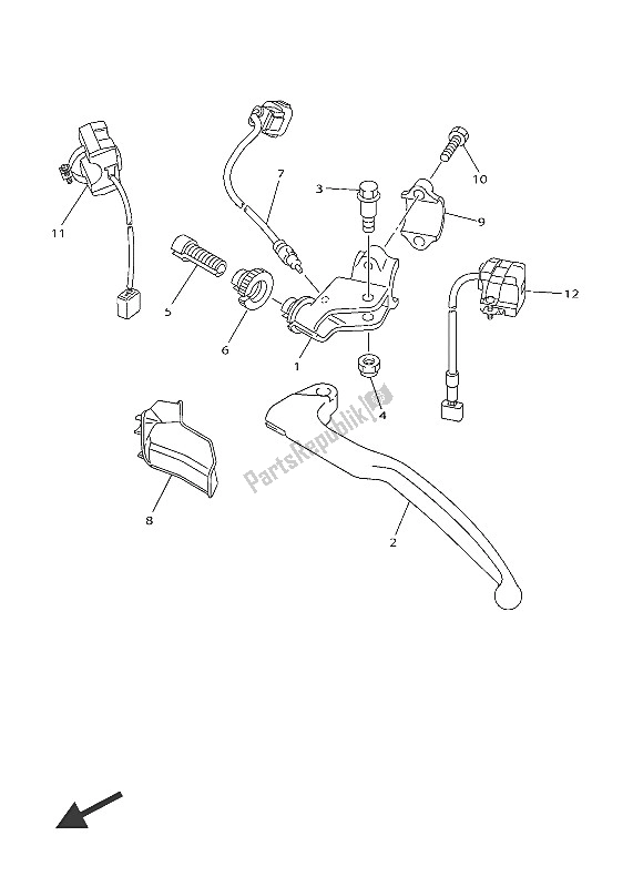 Todas as partes de Manípulo Interruptor E Alavanca do Yamaha YZ 450 FX 2016