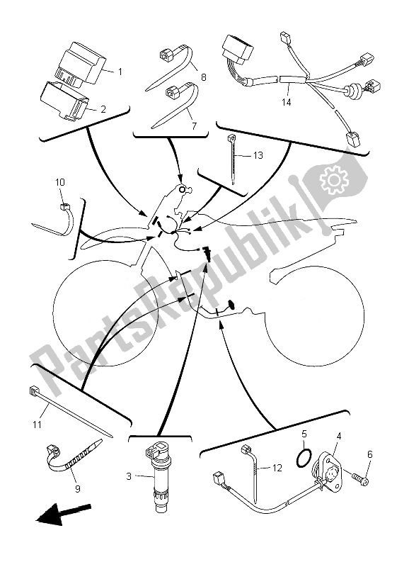 All parts for the Electrical 1 of the Yamaha YZ 250F 2007