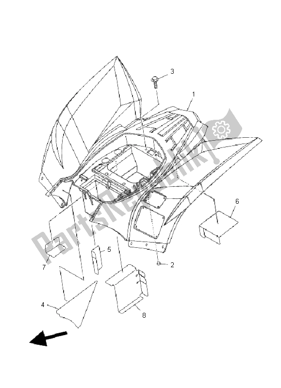 Tutte le parti per il Parafango Posteriore del Yamaha YFM 350X Wolverine 2X4 2006