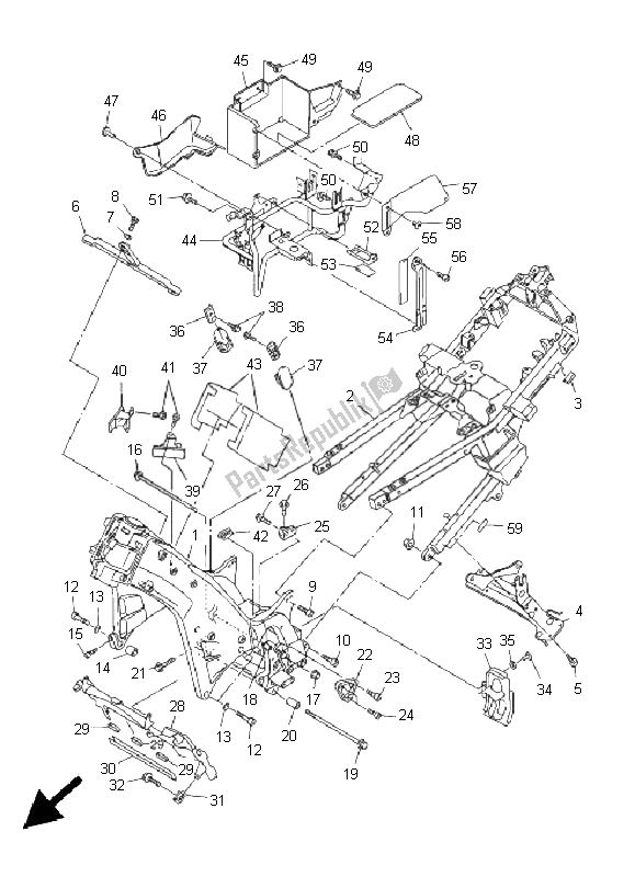 All parts for the Frame of the Yamaha FJR 1300A 2008