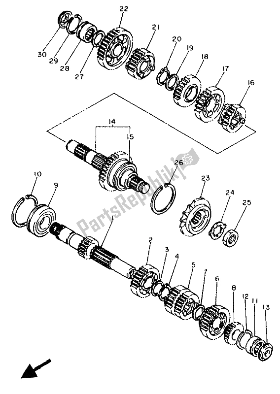 Toutes les pièces pour le Transmission du Yamaha XJ 600S Diversion 1994