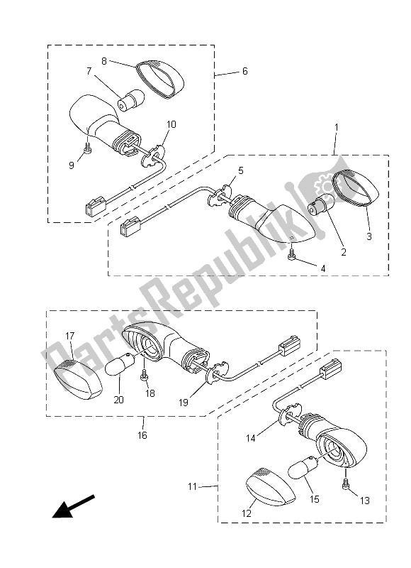 Alle onderdelen voor de Knipperlicht van de Yamaha MT 09 900 2015