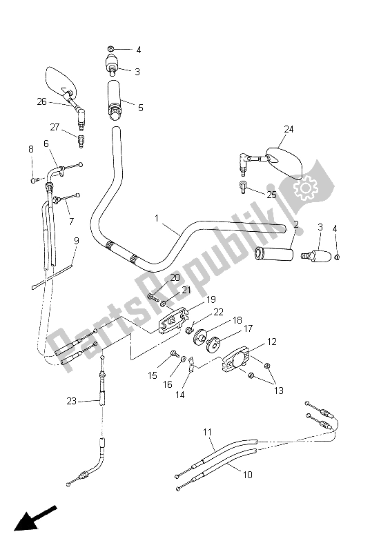 Alle onderdelen voor de Stuurhendel En Kabel van de Yamaha XVZ 13 TF 1300 1999