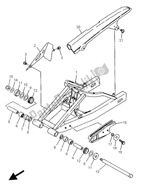 All parts for the Rear Arm of the Yamaha TZR 125 1997