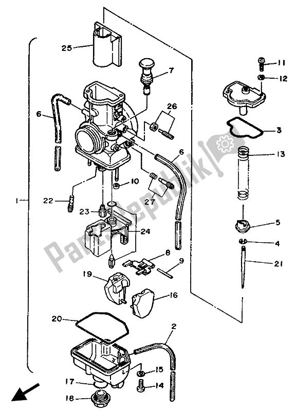 Toutes les pièces pour le Carburateur du Yamaha YZ 250 1989