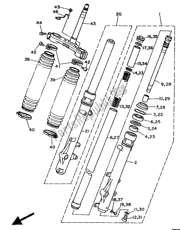 Todas las partes para Tenedor Frontal de Yamaha XTZ 750 Supertenere 1990