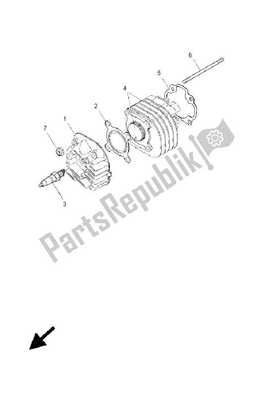 All parts for the Cylinder Head of the Yamaha YH 50 WHY 2005