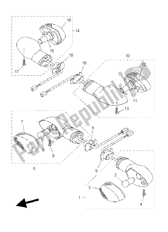 All parts for the Flasher Light of the Yamaha FZ6 S 600 2006