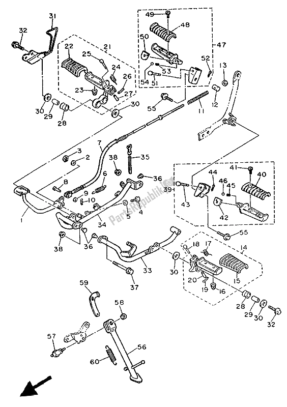 Todas as partes de Suporte E Apoio Para Os Pés do Yamaha XV 535 Virago 1993