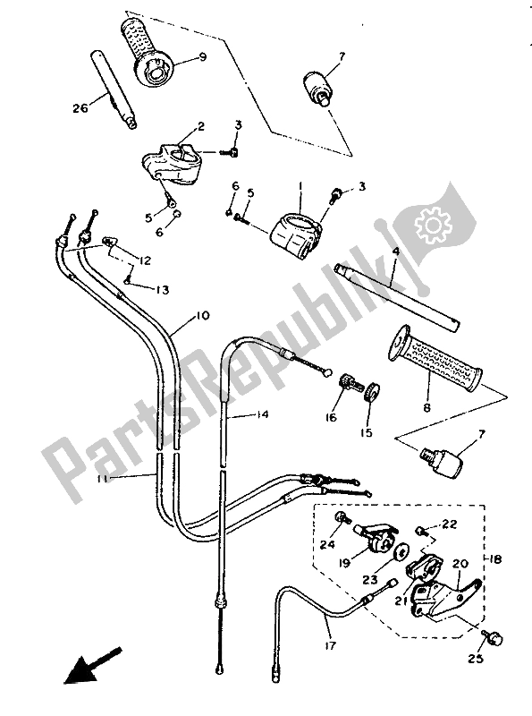 Alle onderdelen voor de Stuurhendel En Kabel van de Yamaha FZR 600 Genesis 1992