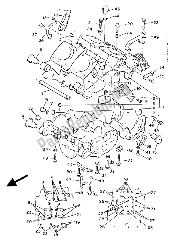 All parts for the Crankcase of the Yamaha XVZ 12 TD Venture Royal 1300 1988